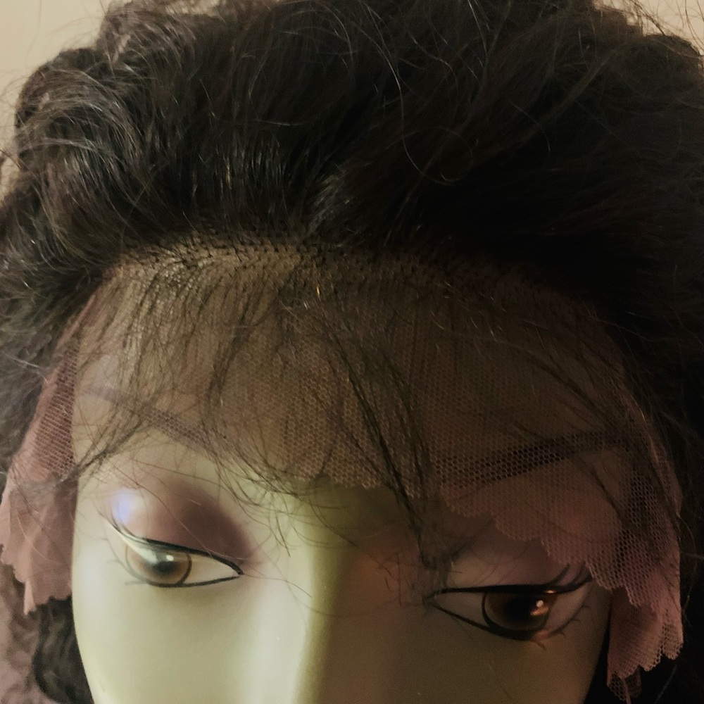 100 Human Hair Black Curly Lace Front Wig - Picture 8 of 13